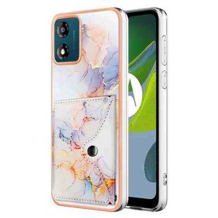 For Motorola Moto E13 Marble Pattern IMD Card Slot Phone Case(Galaxy Marble White)