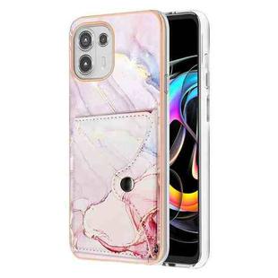 For Motorola Edge 20 Lite Marble Pattern IMD Card Slot Phone Case(Rose Gold)