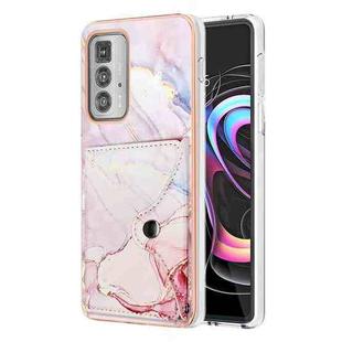 For Motorola Edge 20 Pro Marble Pattern IMD Card Slot Phone Case(Rose Gold)