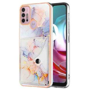 For Motorola Moto G30 / G20 / G10 / G10 Power Marble Pattern IMD Card Slot Phone Case(Galaxy Marble White)