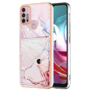 For Motorola Moto G30 / G20 / G10 / G10 Power Marble Pattern IMD Card Slot Phone Case(Rose Gold)