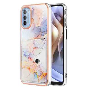 For Motorola Moto G31 / G41 Marble Pattern IMD Card Slot Phone Case(Galaxy Marble White)