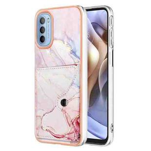 For Motorola Moto G31 / G41 Marble Pattern IMD Card Slot Phone Case(Rose Gold)