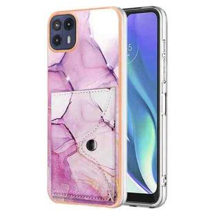 For Motorola Moto G50 5G Marble Pattern IMD Card Slot Phone Case(Pink Purple Gold)