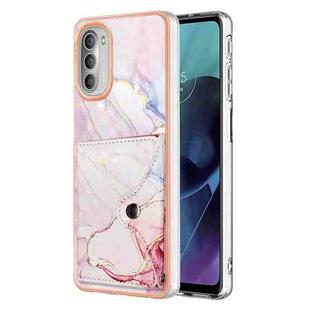 For Motorola Moto G51 5G Marble Pattern IMD Card Slot Phone Case(Rose Gold)