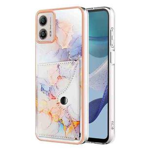 For Motorola Moto G53 Marble Pattern IMD Card Slot Phone Case(Galaxy Marble White)