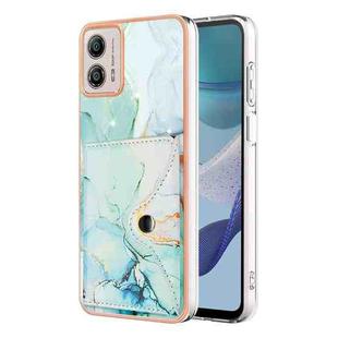 For Motorola Moto G53 Marble Pattern IMD Card Slot Phone Case(Green)