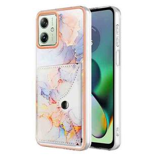 For Motorola Moto G54 Marble Pattern IMD Card Slot Phone Case(Galaxy Marble White)