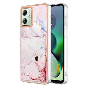 For Motorola Moto G54 Marble Pattern IMD Card Slot Phone Case(Rose Gold)