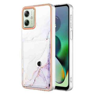 For Motorola Moto G54 Marble Pattern IMD Card Slot Phone Case(White Purple)