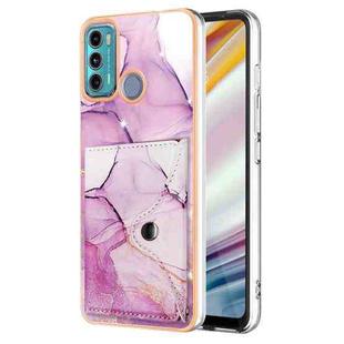 For Motorola Moto G60 / G40 Fusion Marble Pattern IMD Card Slot Phone Case(Pink Purple Gold)