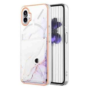 For Nothing Phone 1 Marble Pattern IMD Card Slot Phone Case(White Purple)