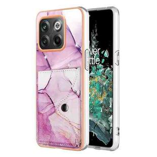 For OnePlus 10T 5G / Ace Pro Marble Pattern IMD Card Slot Phone Case(Pink Purple Gold)