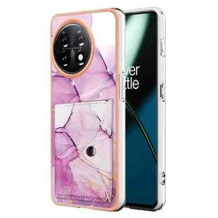 For OnePlus 11 Marble Pattern IMD Card Slot Phone Case(Pink Purple Gold)