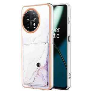 For OnePlus 11 Marble Pattern IMD Card Slot Phone Case(White Purple)