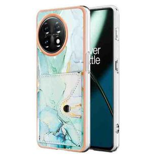 For OnePlus 11 Marble Pattern IMD Card Slot Phone Case(Green)