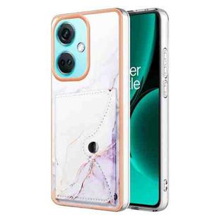 For OnePlus Nord CE 3 Marble Pattern IMD Card Slot Phone Case(White Purple)