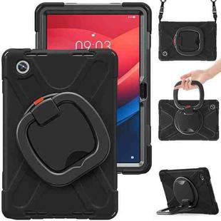 For Lenovo Tab M11 /Xiaomi Pad 11 2024 Silicone Hybrid PC Tablet Case with Holder & Shoulder Strap(Black)