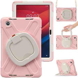 For Lenovo Tab M11 /Xiaomi Pad 11 2024 Silicone Hybrid PC Tablet Case with Holder & Shoulder Strap(Pink)