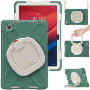 For Lenovo Tab M11 /Xiaomi Pad 11 2024 Silicone Hybrid PC Tablet Case with Holder & Shoulder Strap(Emerald Green)