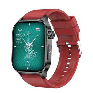 ET580 2.04 inch AMOLED Screen Sports Smart Watch Support Bluethooth Call /  ECG Function(Red Silicone Band)
