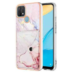 For OPPO A15 / A15S Marble Pattern IMD Card Slot Phone Case(Rose Gold)