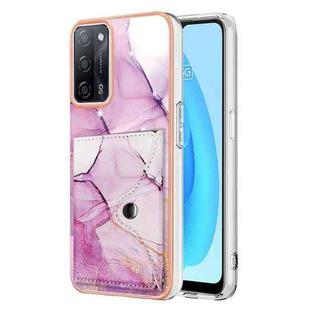 For OPPO A53s 5G / A55 5G / A54 4G / A16 Marble Pattern IMD Card Slot Phone Case(Pink Purple Gold)