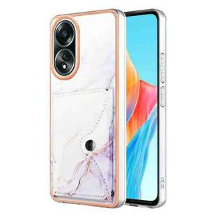 For OPPO A58 4G Marble Pattern IMD Card Slot Phone Case(White Purple)