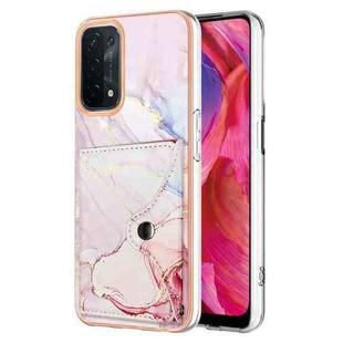 For OPPO A74 5G / A93 5G / A54 5G / A93s 5G Marble Pattern IMD Card Slot Phone Case(Rose Gold)