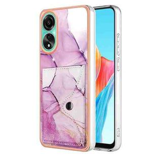 For OPPO A78 4G Marble Pattern IMD Card Slot Phone Case(Pink Purple Gold)