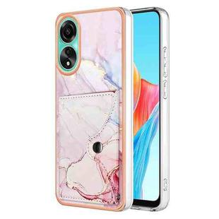 For OPPO A78 4G Marble Pattern IMD Card Slot Phone Case(Rose Gold)