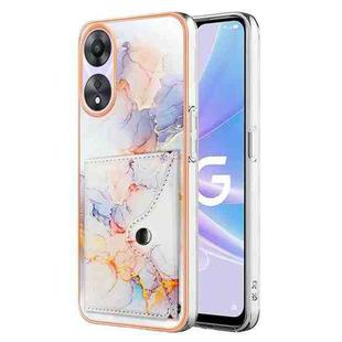 For OPPO A78 / A58 Marble Pattern IMD Card Slot Phone Case(Galaxy Marble White)