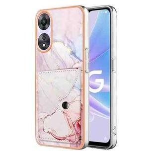 For OPPO A78 / A58 Marble Pattern IMD Card Slot Phone Case(Rose Gold)