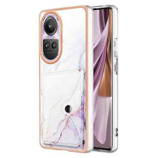 For OPPO Reno10 Pro 5G Global Marble Pattern IMD Card Slot Phone Case(White Purple)