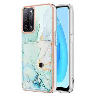 For OPPO A54s Marble Pattern IMD Card Slot Phone Case(Green)