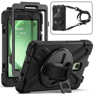 For Samsung Galaxy Tab Active5 X300 Rotary Grip Silicone Hybrid PC Tablet Case with Shoulder Strap(Black)