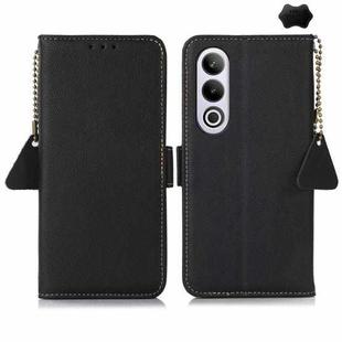 For OnePlus Ace 3V Side-Magnetic TJ Genuine Leather RFID Phone Case(Black)