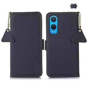 For OnePlus CE4 Lite Side-Magnetic TJ Genuine Leather RFID Phone Case(Blue)