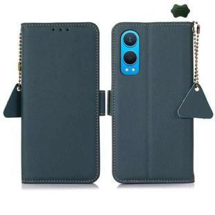 For OnePlus CE4 Lite Side-Magnetic TJ Genuine Leather RFID Phone Case(Green)