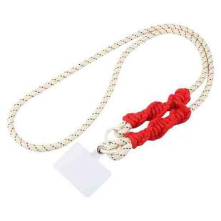 Spiral Crossbody Mobile Phone Long Lanyard(White Red)