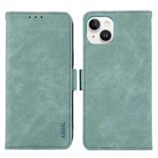 For iPhone 15 ABEEL Frosted Magnetic RFID Leather Phone Case(Cyan)