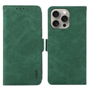 For iPhone 13 Pro ABEEL Frosted Magnetic RFID Leather Phone Case(Green)