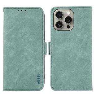 For iPhone 13 Pro ABEEL Frosted Magnetic RFID Leather Phone Case(Cyan)