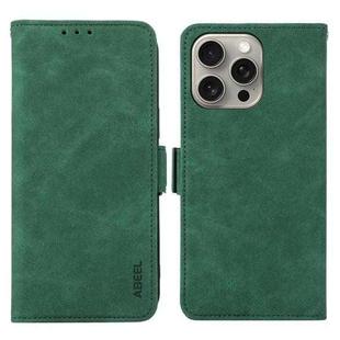 For iPhone 12 / 12 Pro ABEEL Frosted Magnetic RFID Leather Phone Case(Green)