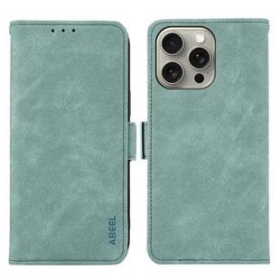 For iPhone 12 / 12 Pro ABEEL Frosted Magnetic RFID Leather Phone Case(Cyan)