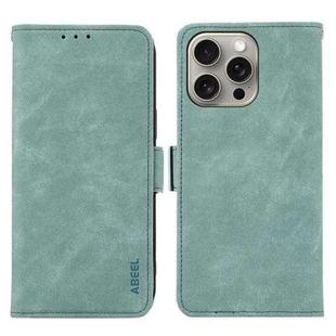 For iPhone 12 Pro Max ABEEL Frosted Magnetic RFID Leather Phone Case(Cyan)