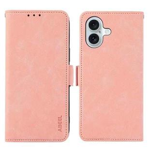 For iPhone 16 Plus ABEEL Frosted Magnetic RFID Leather Phone Case(Pink)