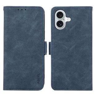 For iPhone 16 Plus ABEEL Frosted Magnetic RFID Leather Phone Case(Blue)