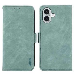 For iPhone 16 Plus ABEEL Frosted Magnetic RFID Leather Phone Case(Cyan)