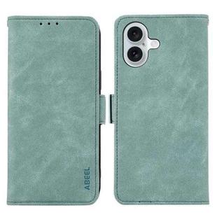 For iPhone 16 ABEEL Frosted Magnetic RFID Leather Phone Case(Cyan)